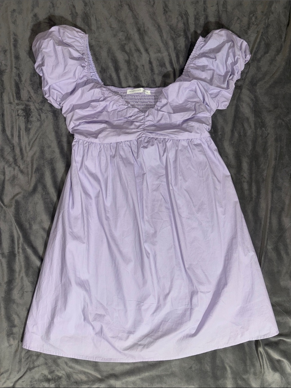 Altar’d State Lavender Puff Sleeve Babydoll Mini Dress Size L